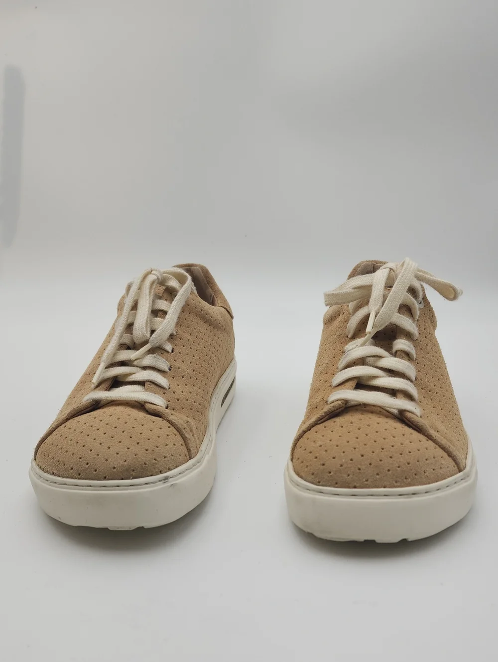 Birkenstock Women's Suede bend low Sneaker in Tan with White Laces Size 7